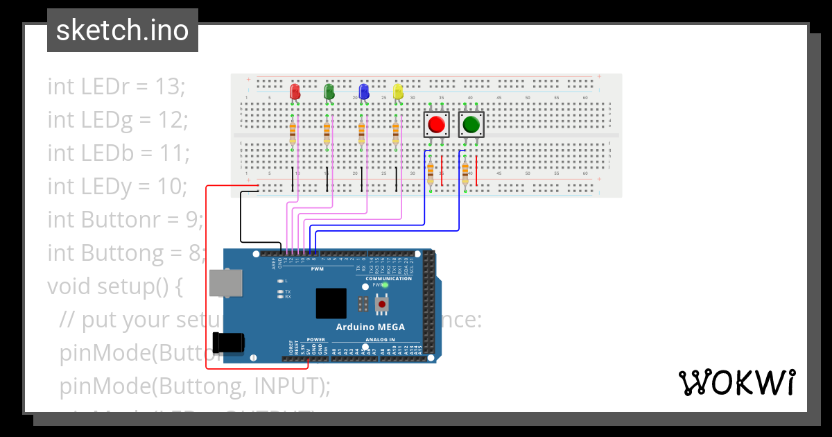 Lesson 4 - While statement 4 LED loop - Wokwi ESP32, STM32, Arduino ...