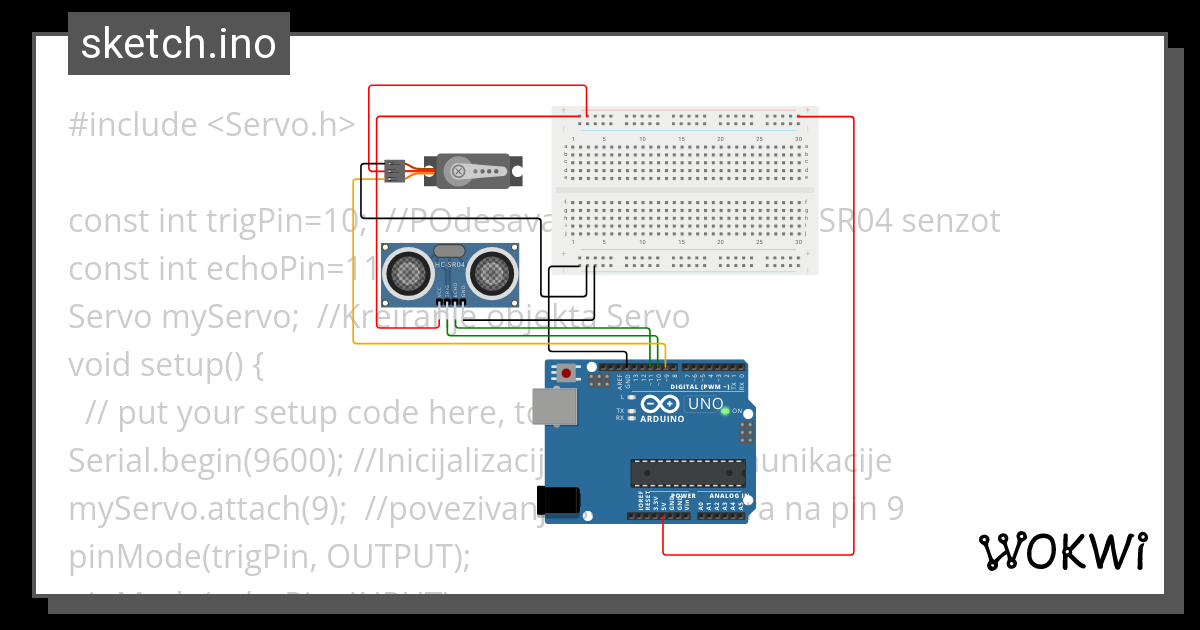 Ultrazvucni senzor - Wokwi ESP32, STM32, Arduino Simulator