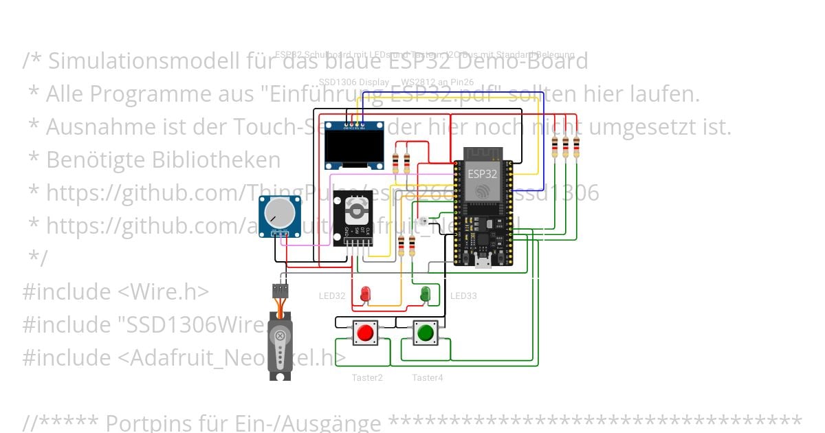 ESP32 DEMO mit LEDs, Tastern und Servo simulation