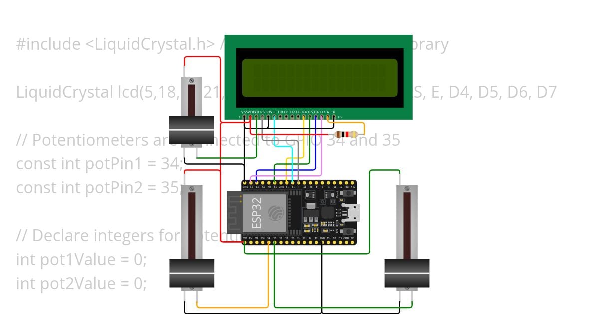 ESP32 ADC with LCD readout testing simulation