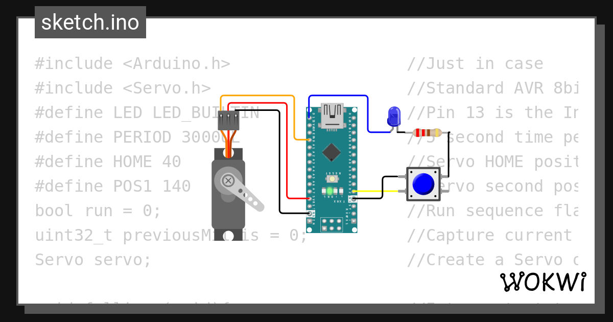 Use INT0 to trigger Servo Sequence - Wokwi ESP32, STM32, Arduino Simulator