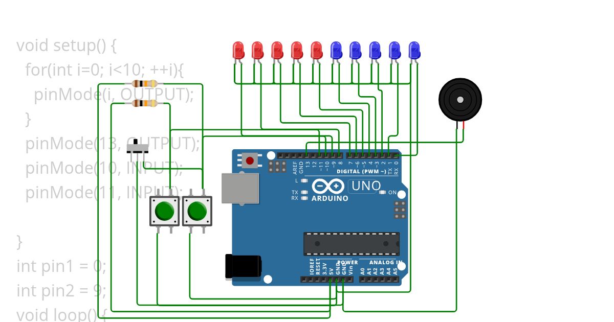 Chaser LEDs simulation