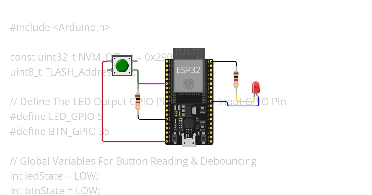 ESP32 Flash Memory Example (Arduino IDE) simulation