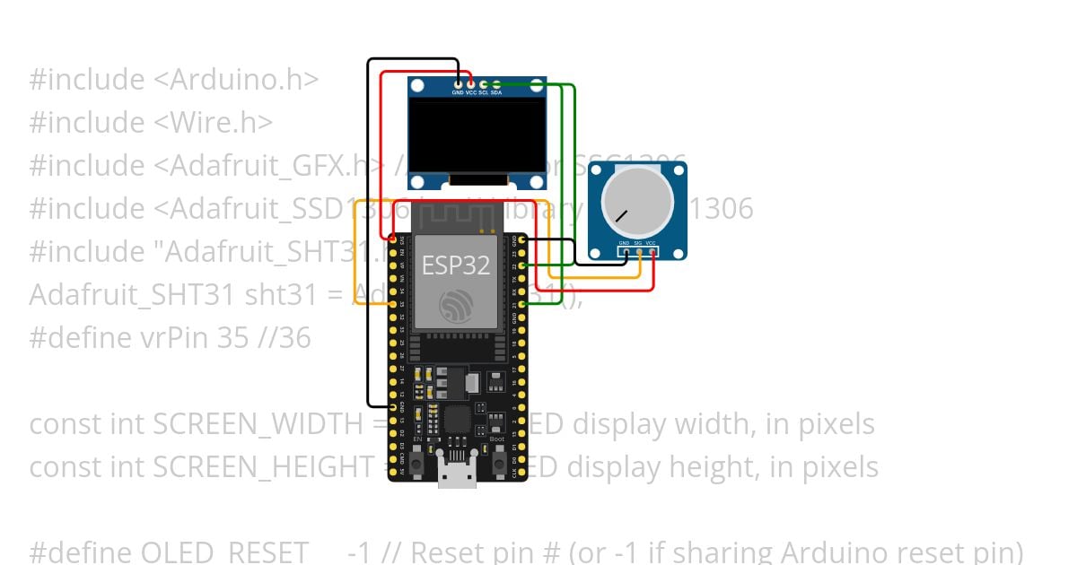 Temperature sensor OLED display simulation