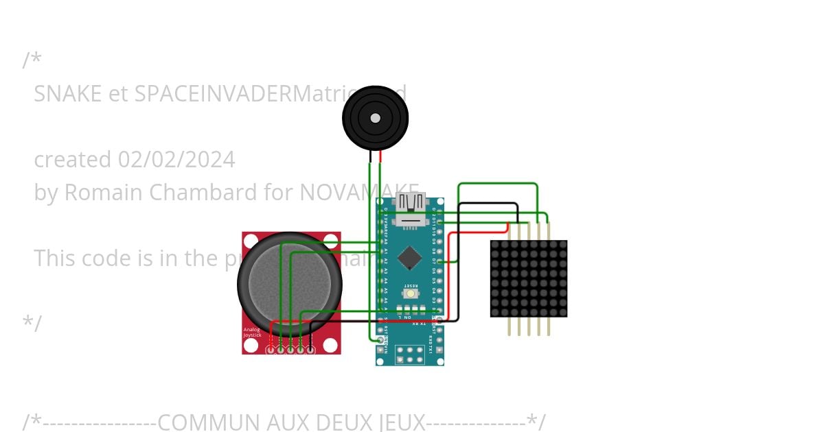 SNAKE et SPACEINVADERMatriceLed simulation