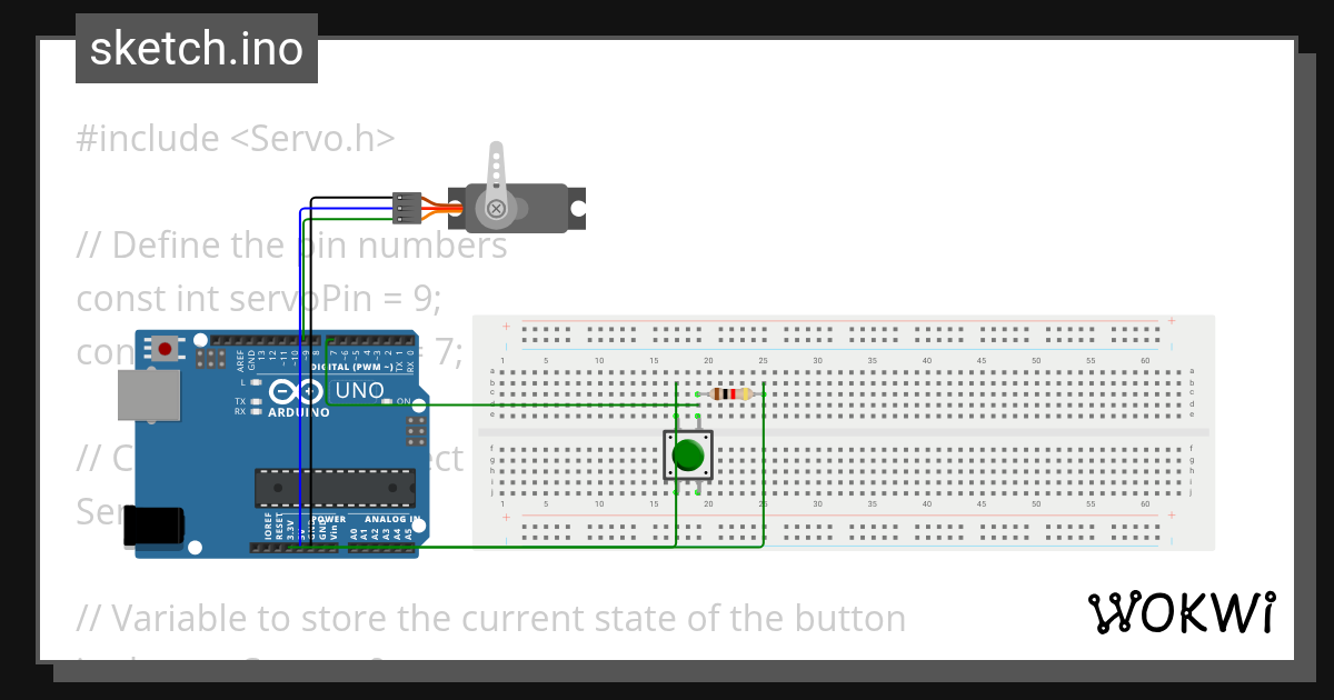 servo motor push button Wokwi ESP32, STM32, Arduino Simulator