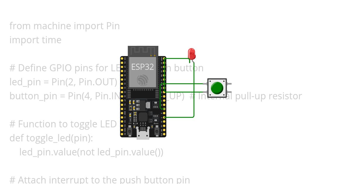 led with push button in micropython simulation