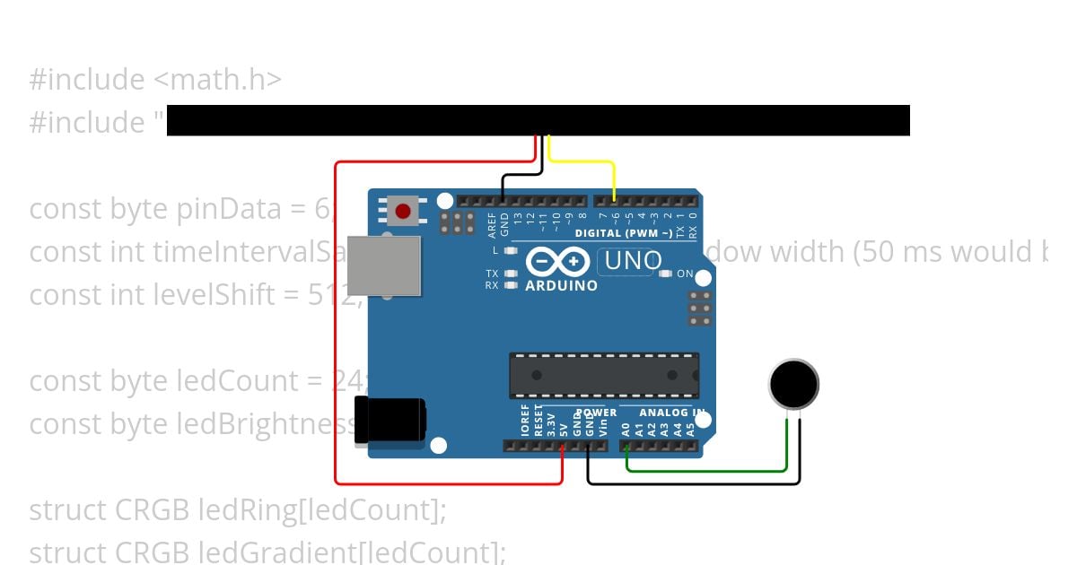 LED VU-meter with microphone, peak hold and decay simulation