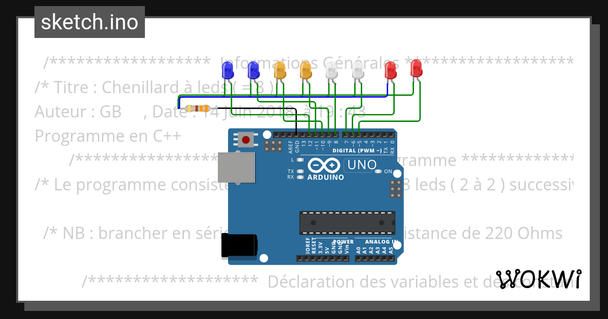 Chenillard 03 - Wokwi ESP32, STM32, Arduino Simulator
