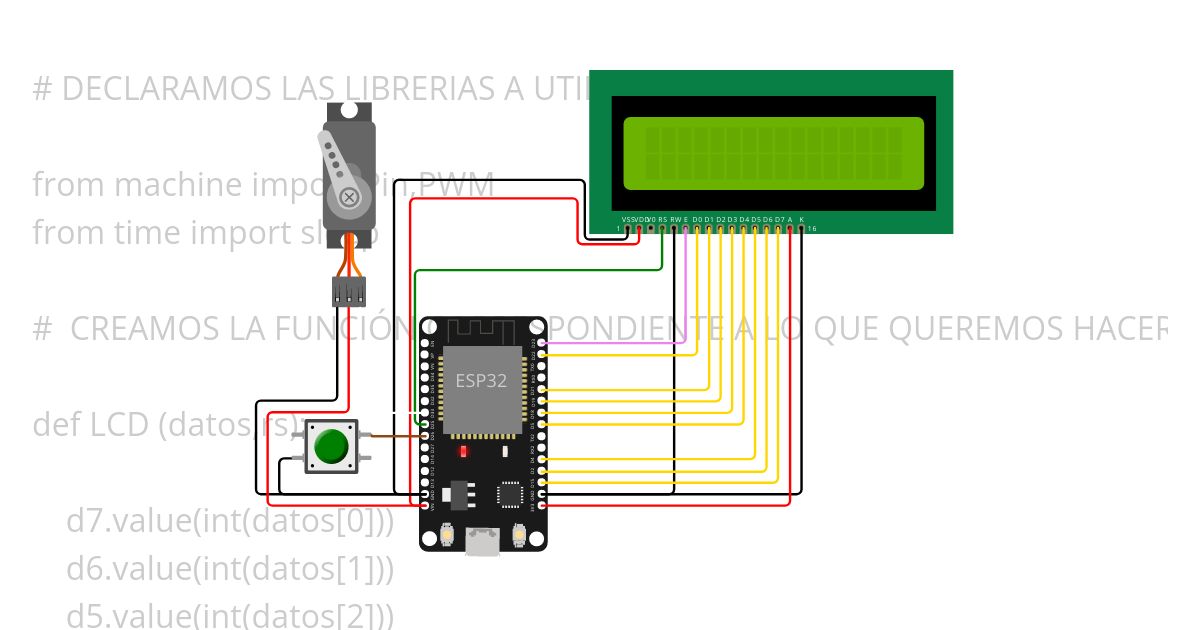 PROGRAMA SERVO Y LCD simulation