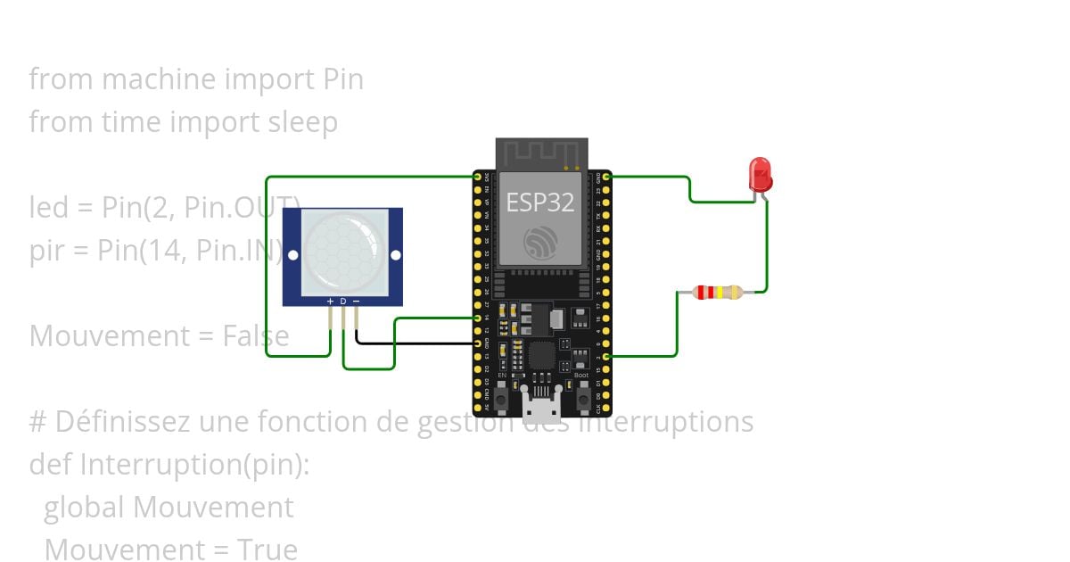 pir et led okokok simulation