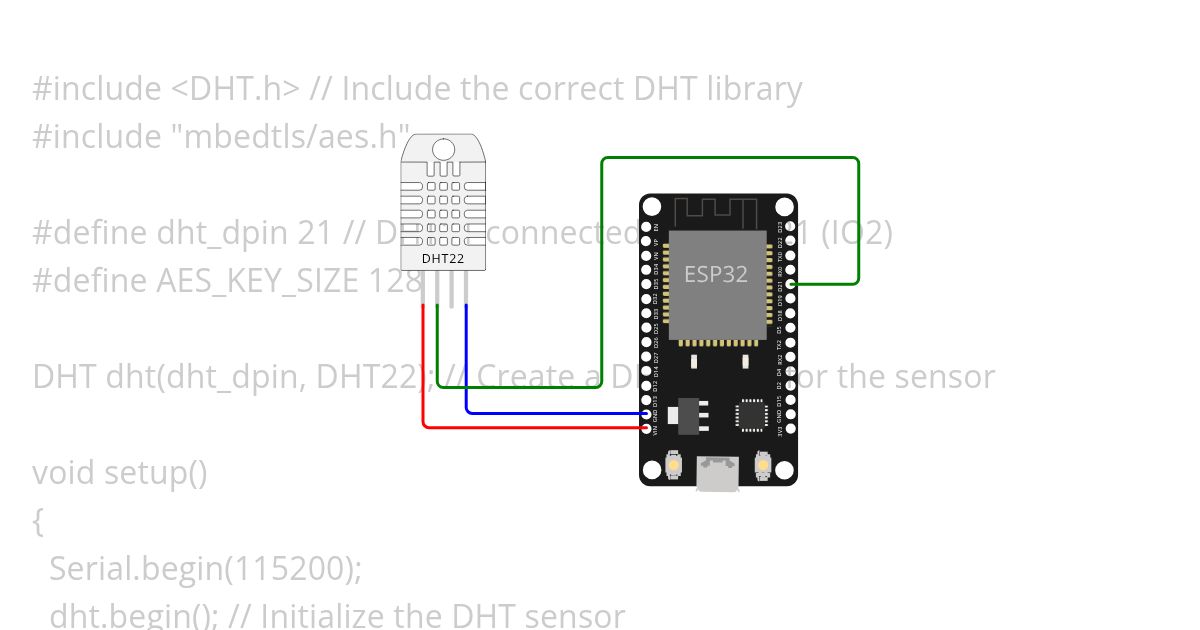 DHT11 AES encryption simulation