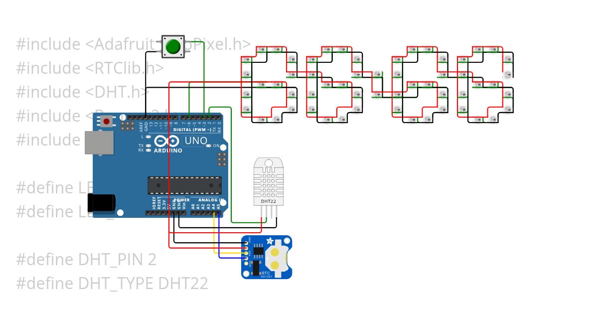 NeoPixel 7 Segment Clock simulation