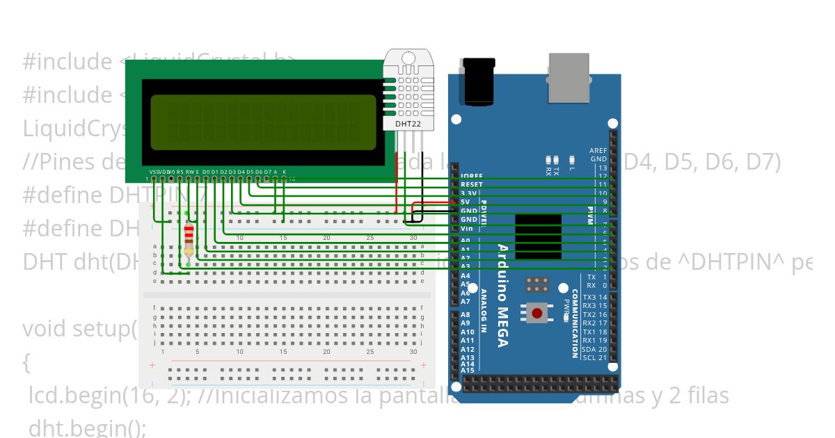 LCD y DHT simulation