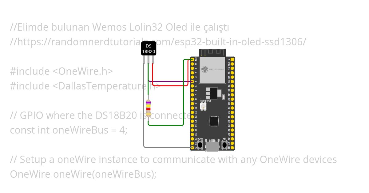 ESP32 and DS18B20 that WORKS simulation