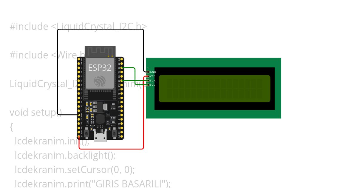 ESP32 Kayan Yazılı LCD simulation