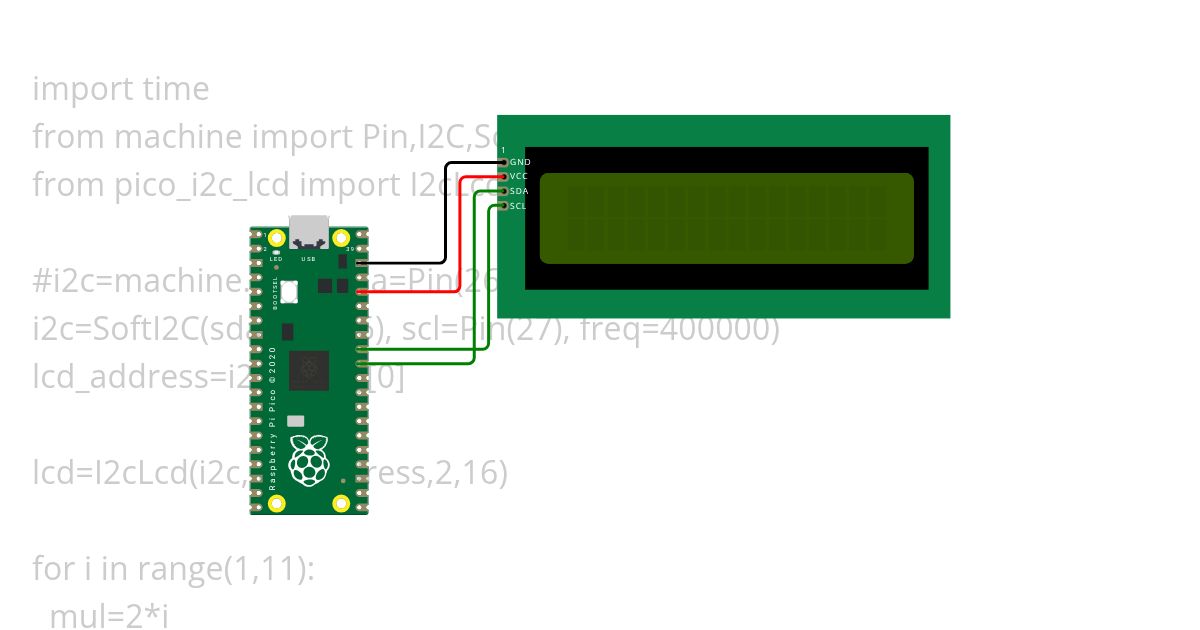Table of 2 LCD simulation