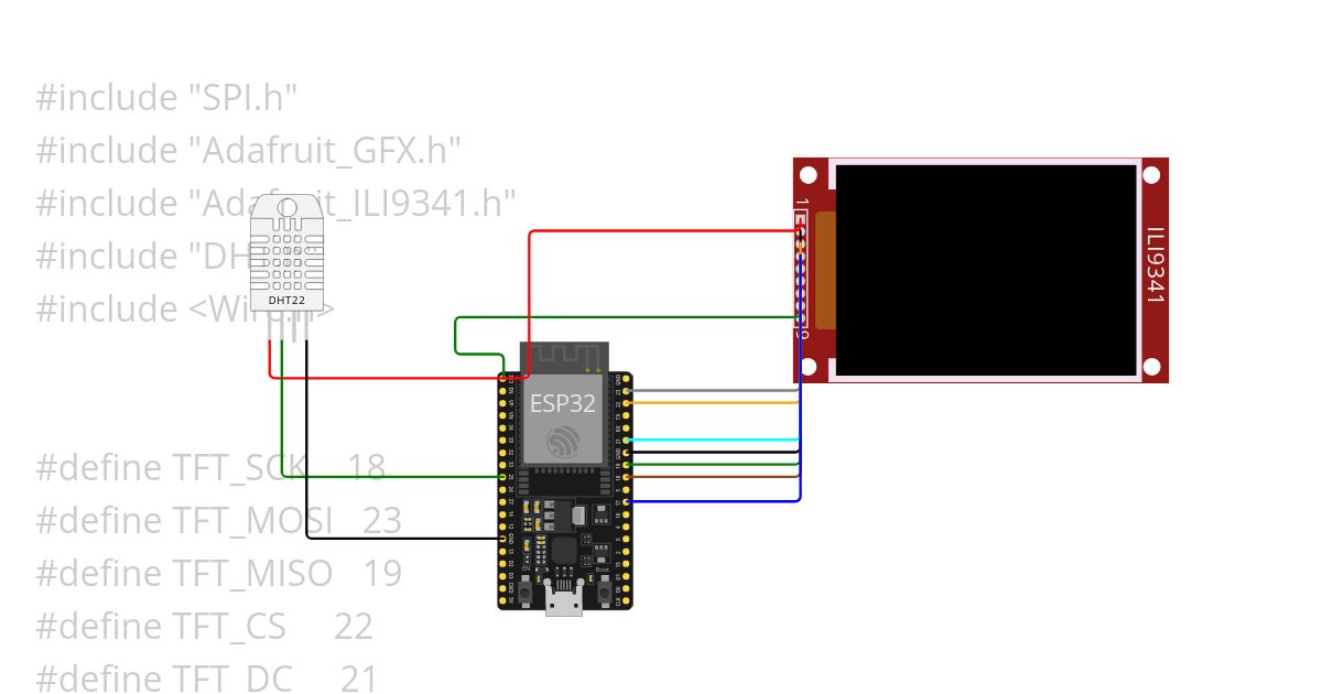 DHT22 to color display simulation