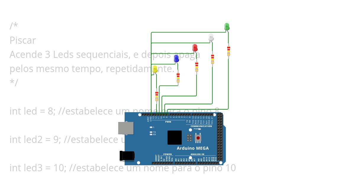 5 Leds sequênciais  simulation