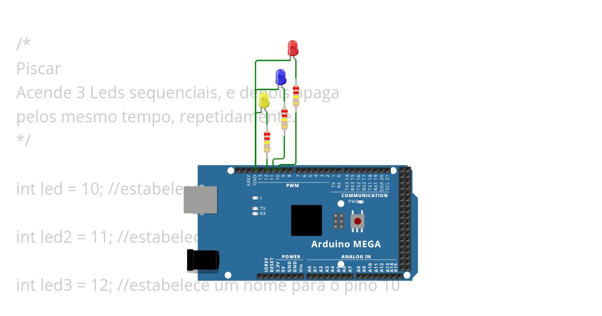 3 Leds sequênciais  simulation