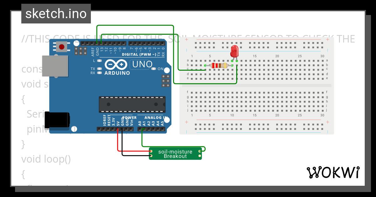 SOIL MOISTURE SENSOR - Wokwi ESP32, STM32, Arduino Simulator