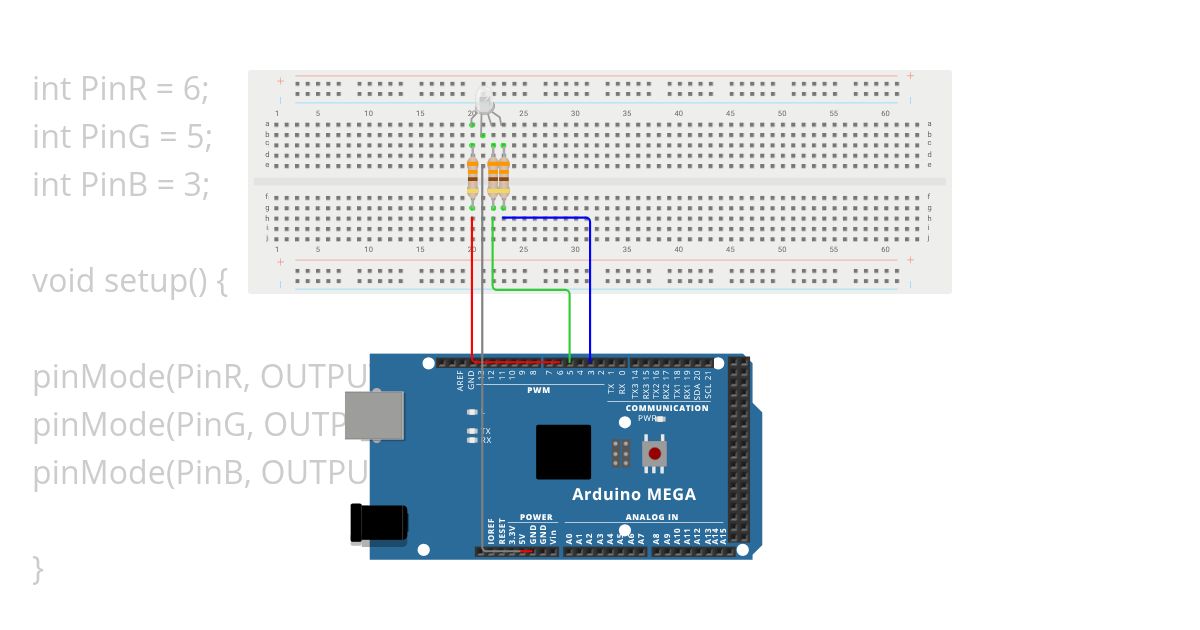 Led RGB aleatorio con Protoboard simulation