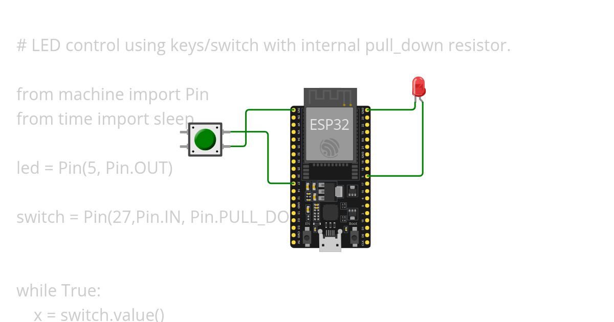 Micro Python Internal Pull Down  simulation