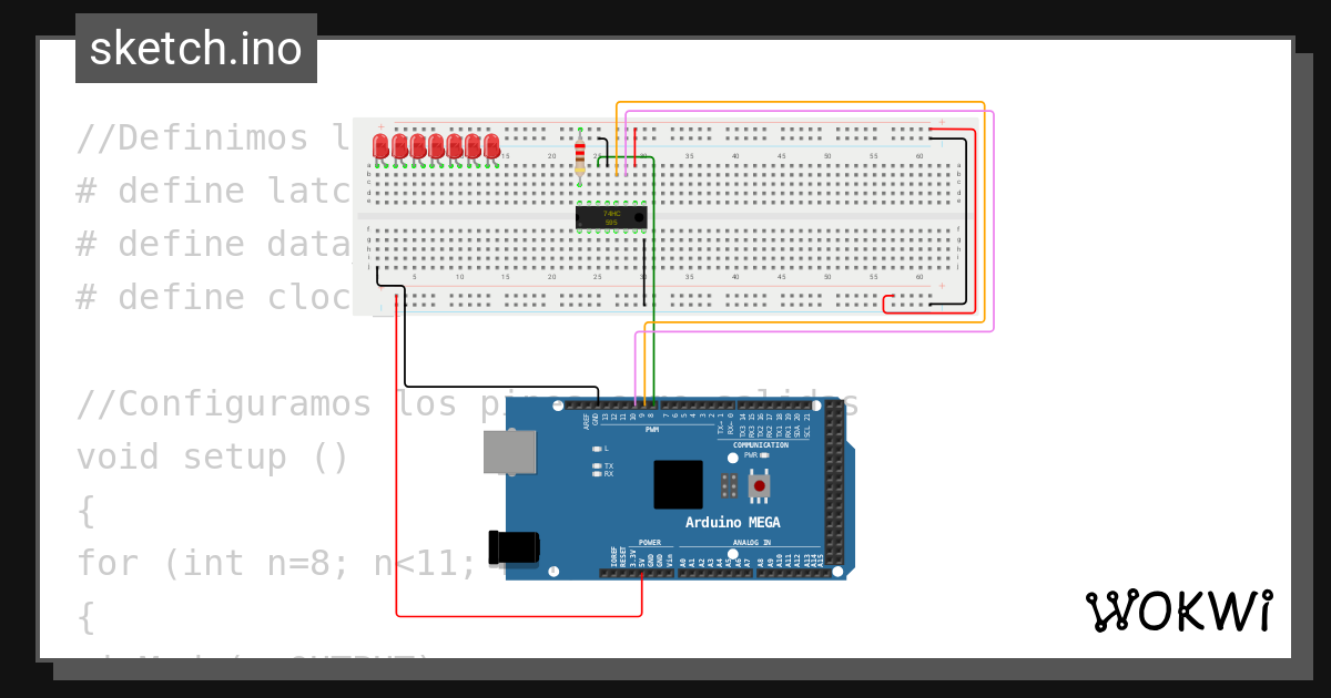 Arduino+74HC595 - Wokwi ESP32, STM32, Arduino Simulator