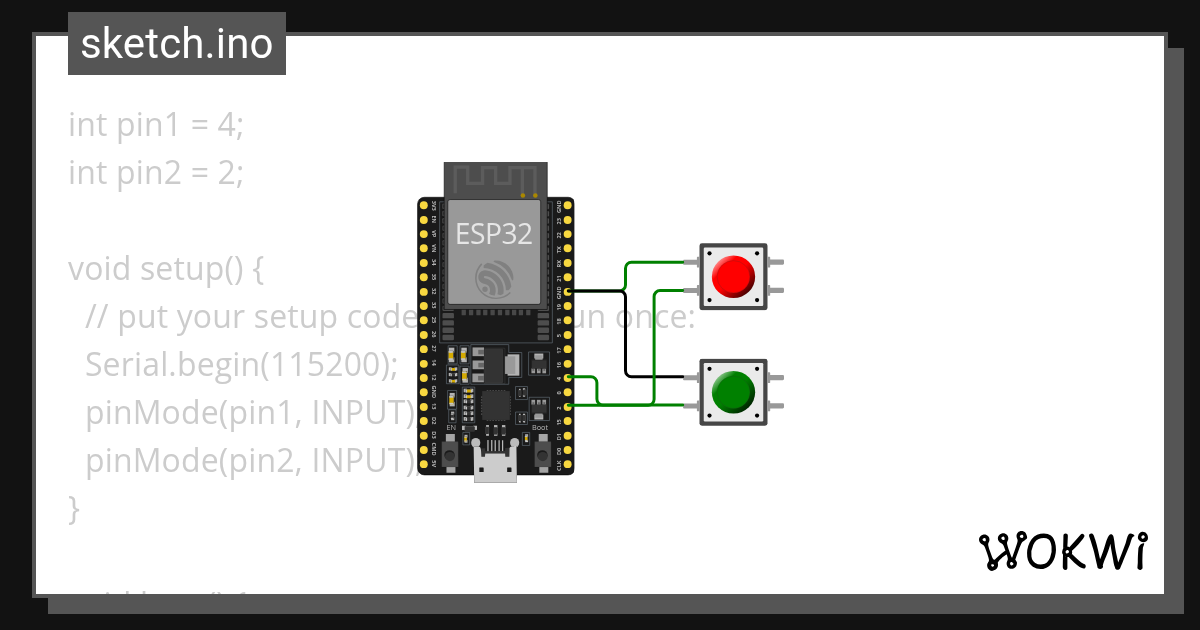 two button - Wokwi ESP32, STM32, Arduino Simulator
