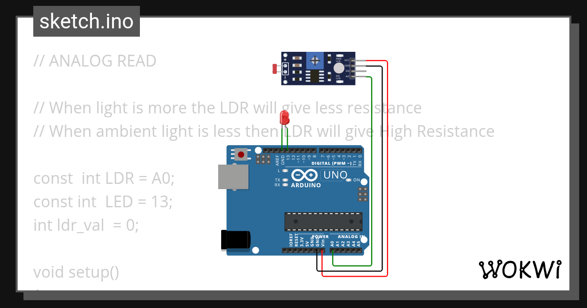 1.e. To interface Analog sensor (LDR) with Arduino and write a program ...