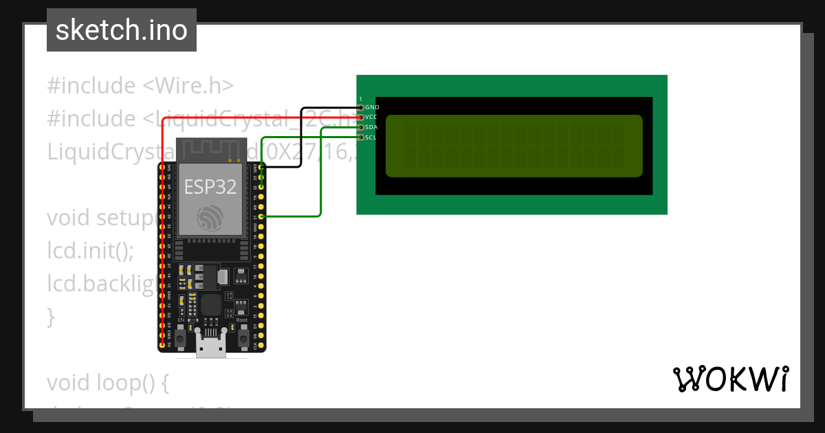 lCD i2c - Wokwi ESP32, STM32, Arduino Simulator