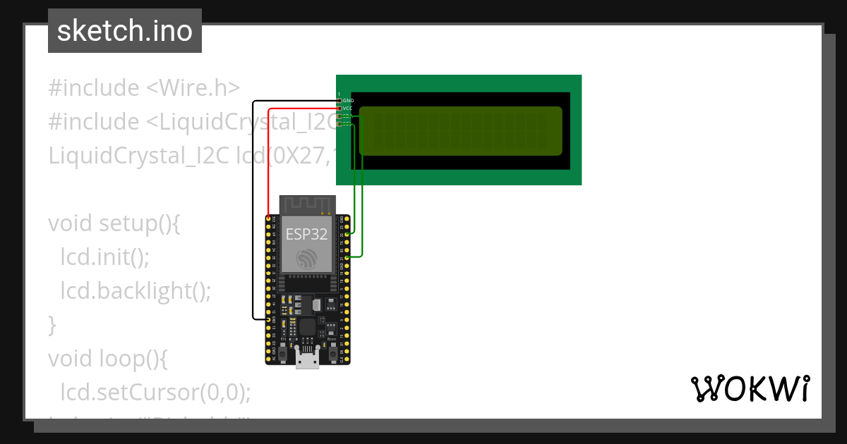 I2C lcd - Wokwi ESP32, STM32, Arduino Simulator