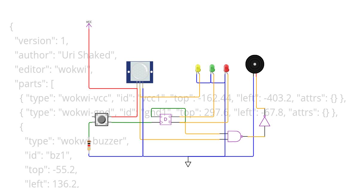 PIR alarm without microcontroller simulation