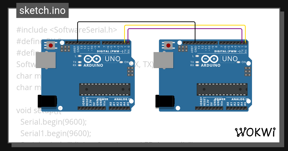 ligação entre Arduino - Wokwi ESP32, STM32, Arduino Simulator