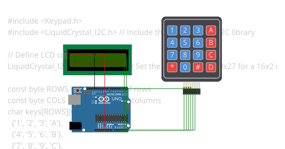 Lab 7 -Display Keypad input on LCD using Arduino Uno simulation
