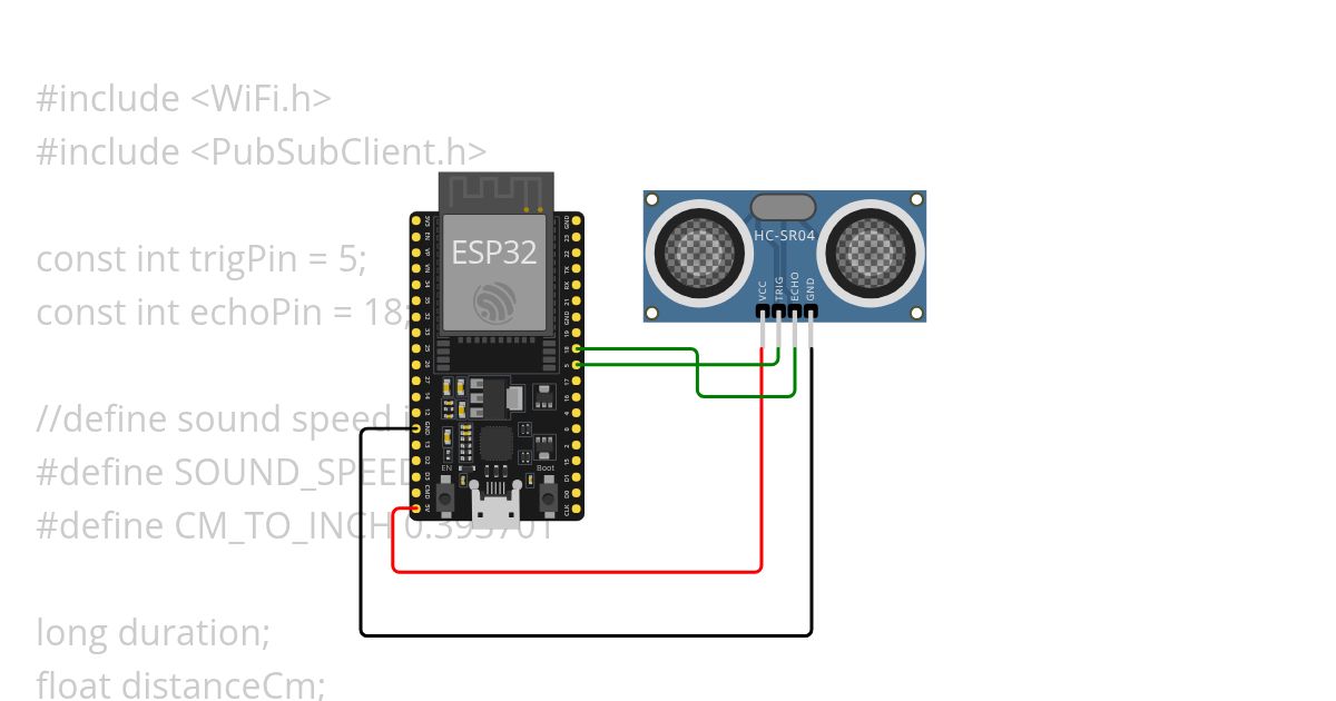 Ultrasonic sensor data to MQTT simulation