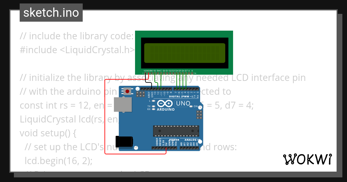 LCD- HELLO WORLD - Wokwi ESP32, STM32, Arduino Simulator