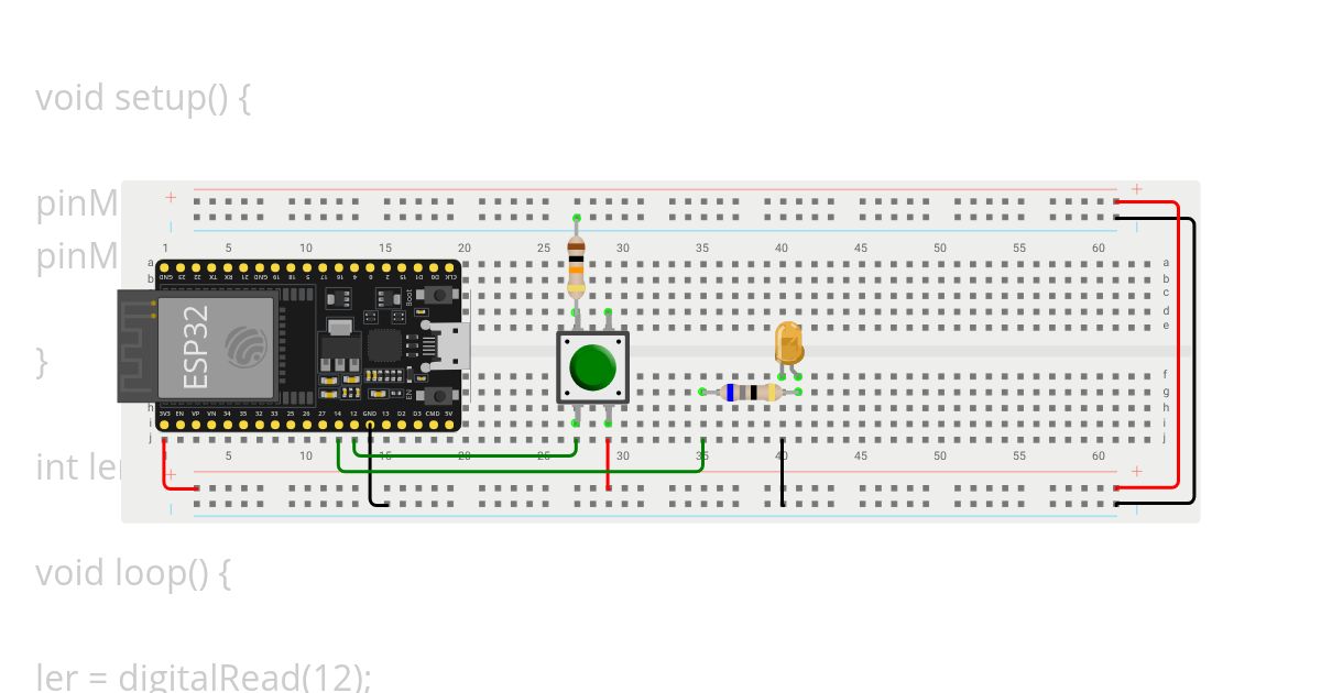 botão com led que pisca  simulation