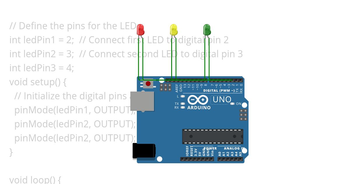 Control Multiple LEDs using Arduino simulation