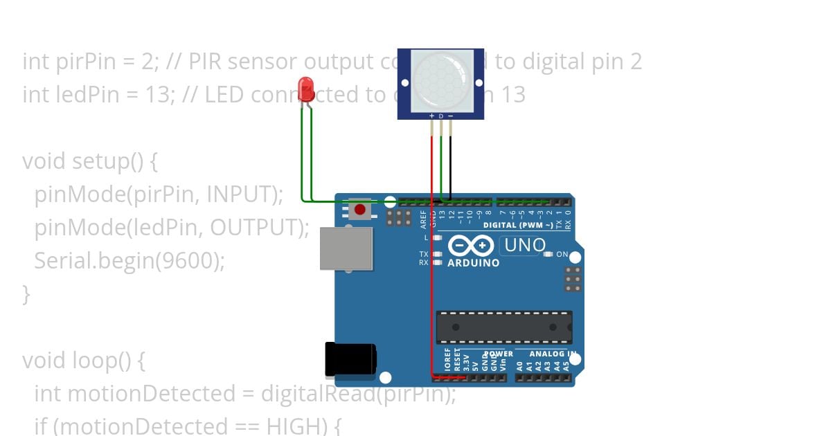 Interface PIR sensor with Arduino simulation