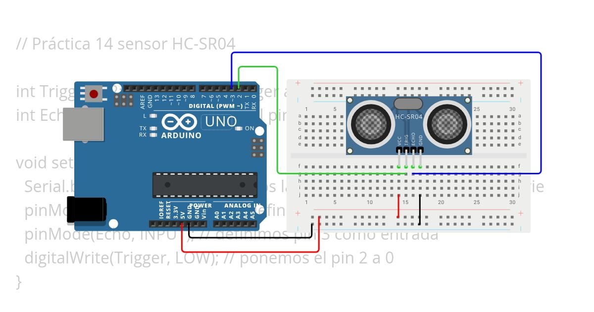 Práctica 14 sensor HC-SR04 simulation