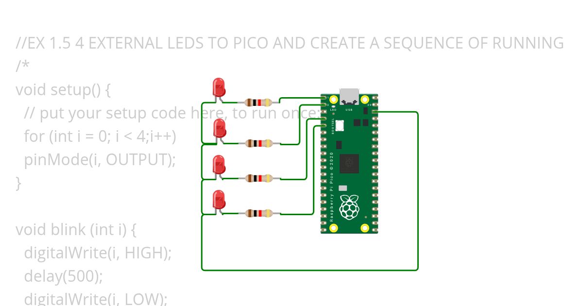EX 1.5,1.6 4 LED SEQUENCE simulation
