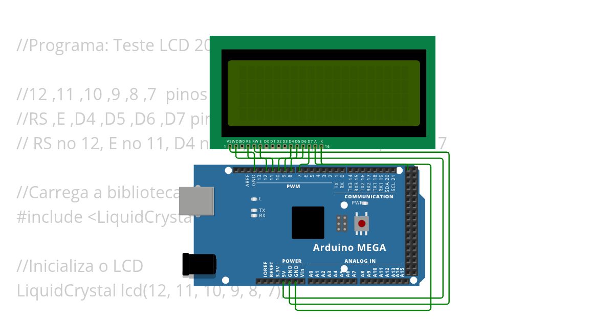 LCD 20x4 Arduino Mega simulation