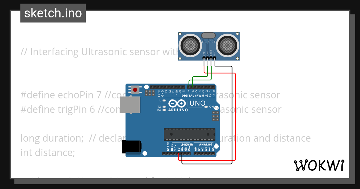 sensor ultrasonic - Wokwi ESP32, STM32, Arduino Simulator