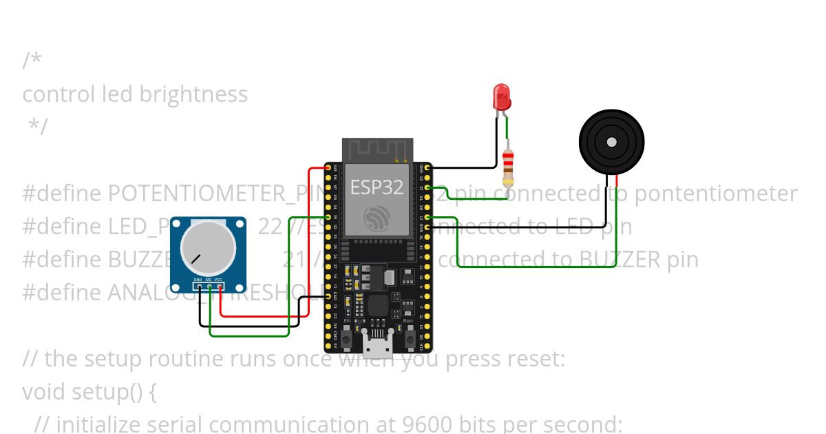 COMBINE LED AND BUZZER simulation