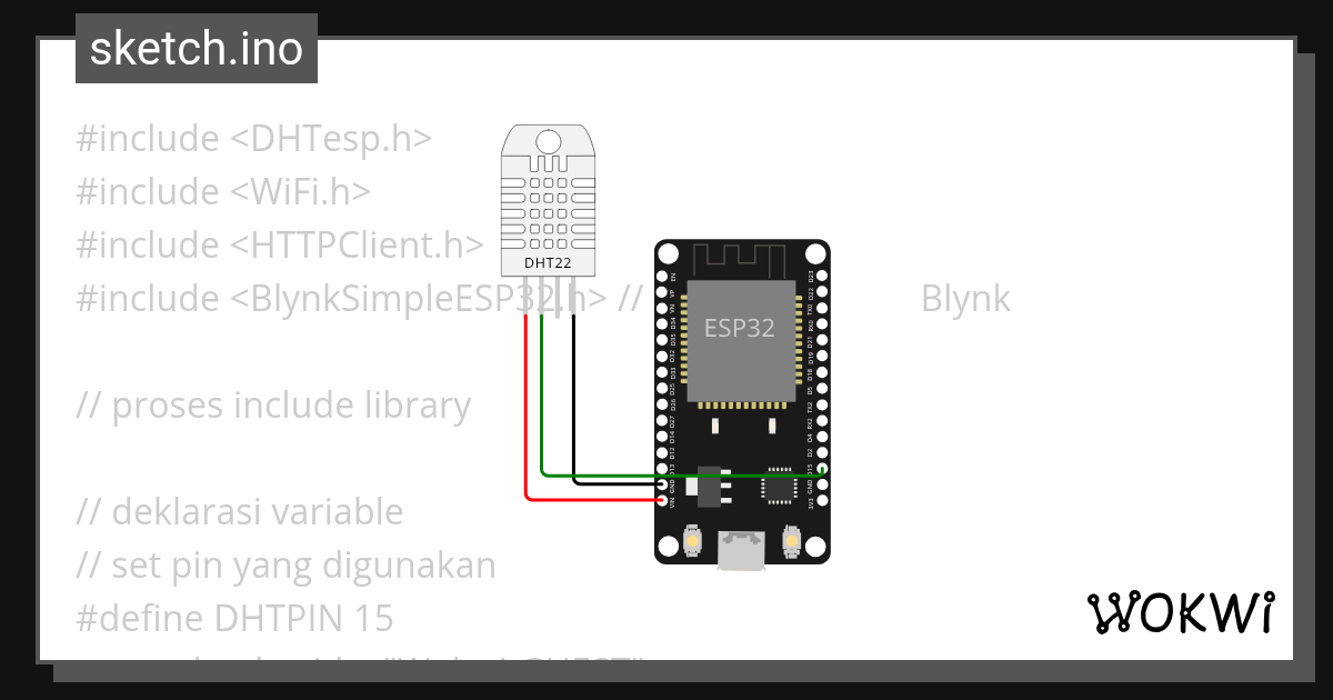 DHT22 with ESP8266 BLINK - Wokwi ESP32, STM32, Arduino Simulator