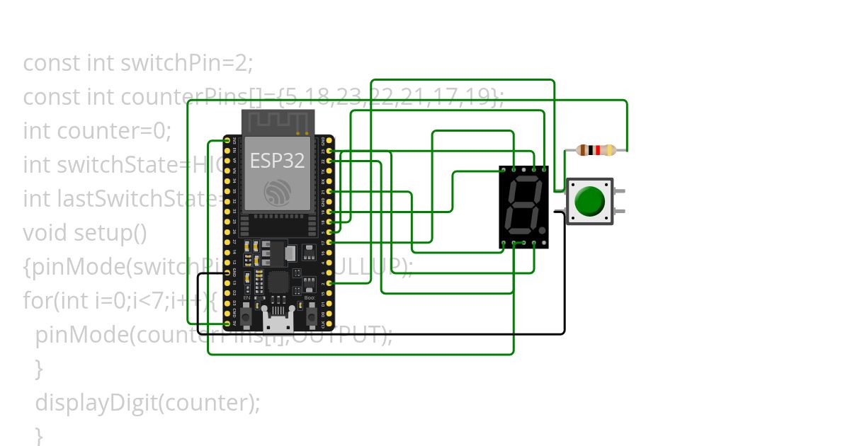 Sev seg Counter of digit by push button simulation