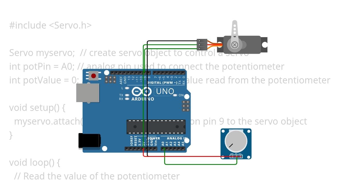 Potentiometer Trigger Servo Motor - Experiment 8 (Lab 8) - Canoy simulation