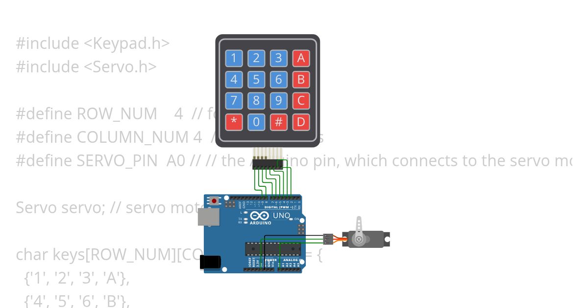 Keypad-Servo Motor - Experiment 9 ( Lab 9) - Canoy simulation