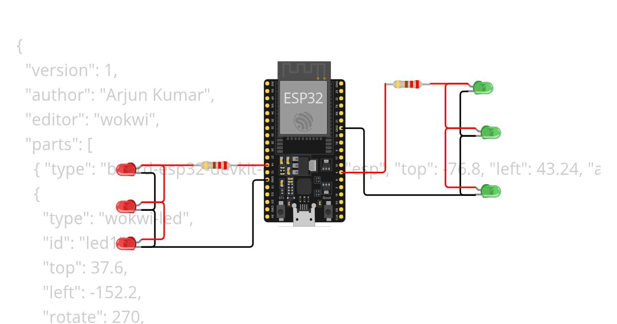 P3 - Six LED pattern display (3-LED's for 1 sec, 3-LED's for 2 sec) simulation
